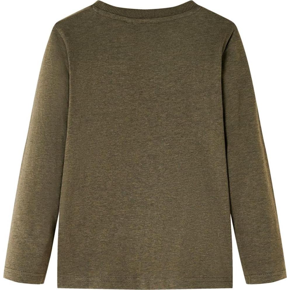 Thumbnail - VidaXL, Jungen, Shirt, Kinder-Langarmshirt Khaki Melange 116,Material: 80, Grün, (116)