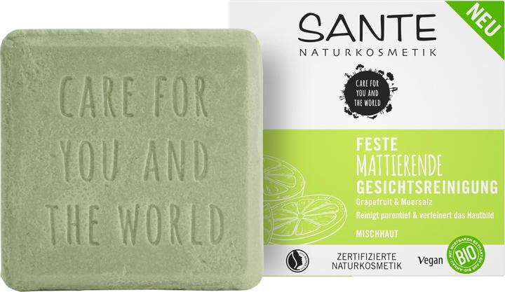 Image du produit Sante Nettoyant Visage Mattifiant Bio Pamplemousse & Sel de Mer 60 g (Lingettes nettoyantes pour le visage, 60000 ml)