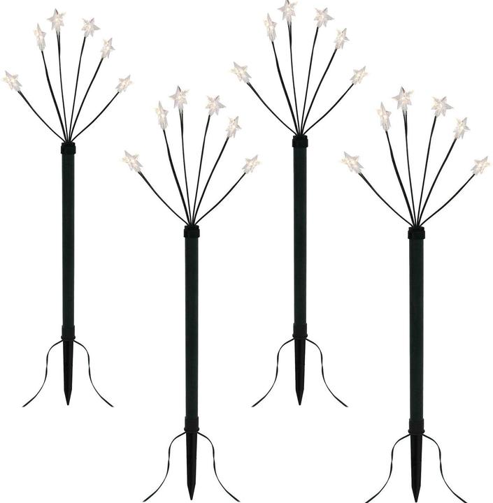 Mojawo Set of 4 LED Garden Light Sticks with 24 Stars Battery Operated