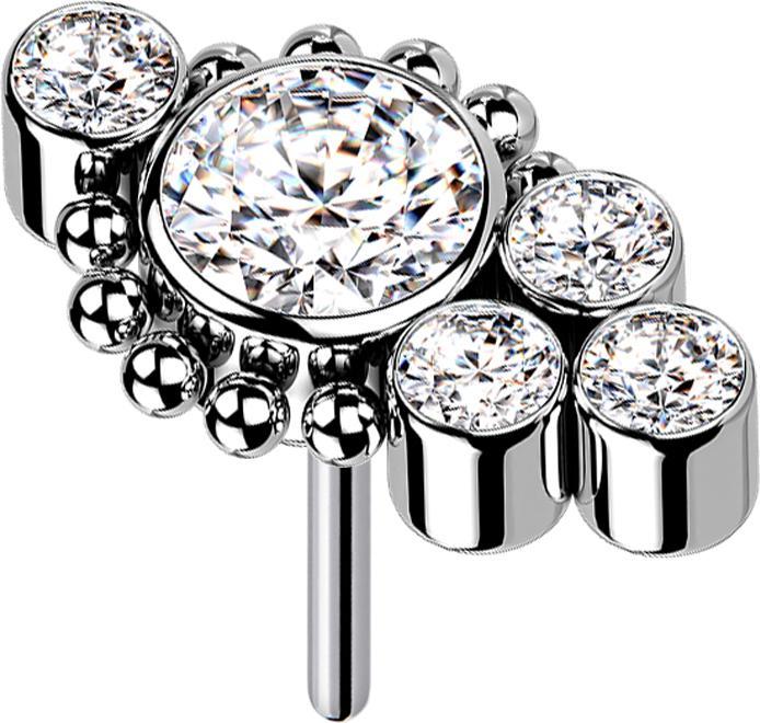 Produktbild Star Piercing Ring silber mit acht Kristallen (Titan, Chirurgenstahl 316L, ohne Messing)