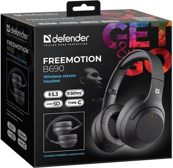 Produktbild Defender Słuchawki Bluetooth Freemotion B690 Czarne (50 h, Kabellos)