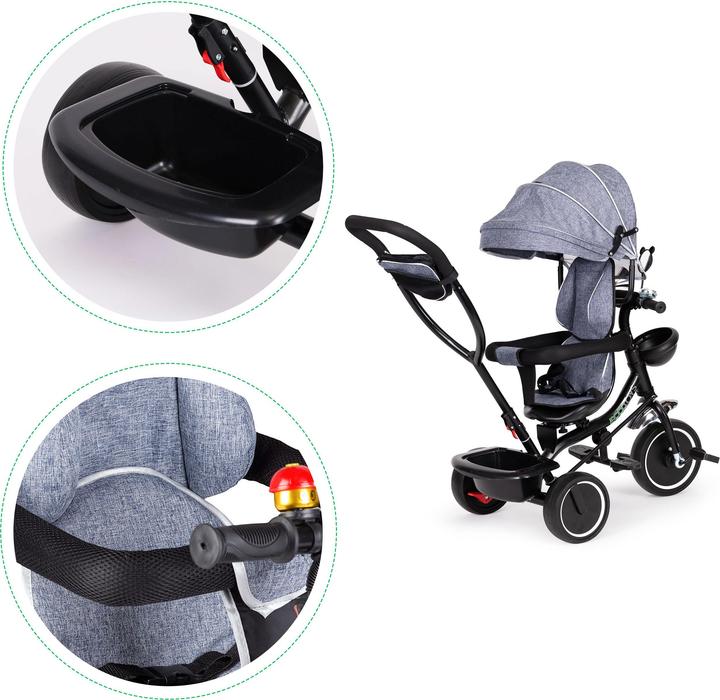Actual product image EcoToys Dreirad mit Schüttler und Führungsstange grau