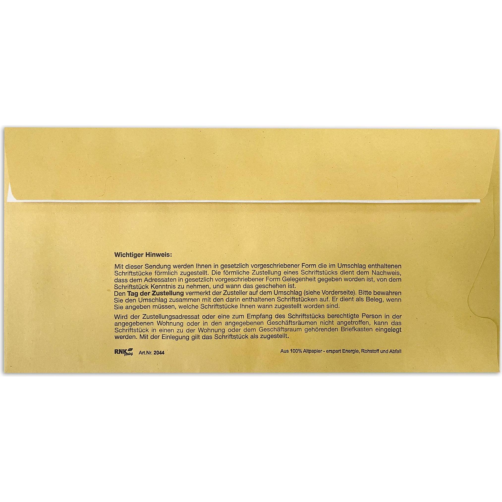 Rnk Zustellungsumschlag 11x22cm DL gelb (220 x 110 mm, 1 x) (2044)