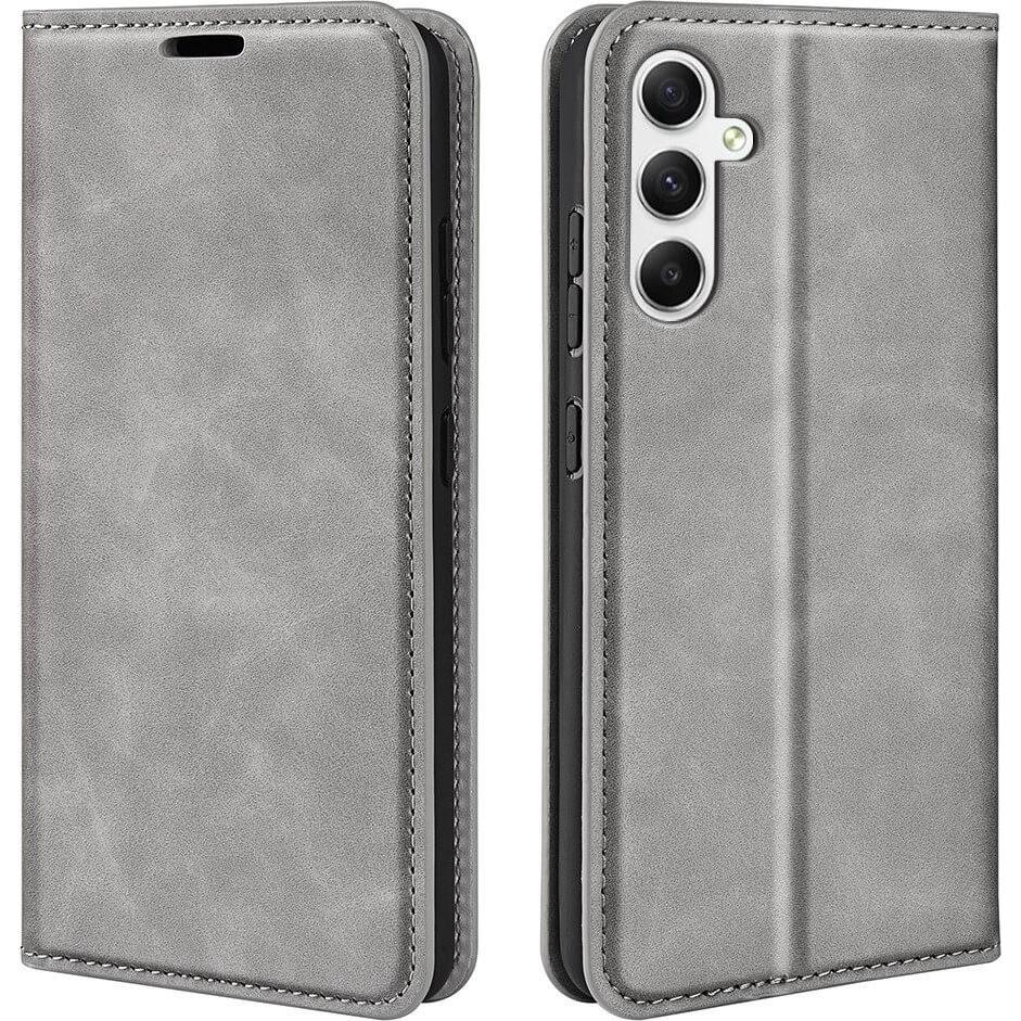 Cover-Discount Galaxy A35 - Stand Flip Case Hülle grau (Samsung Galaxy A35), Smartphone Hülle, Grau