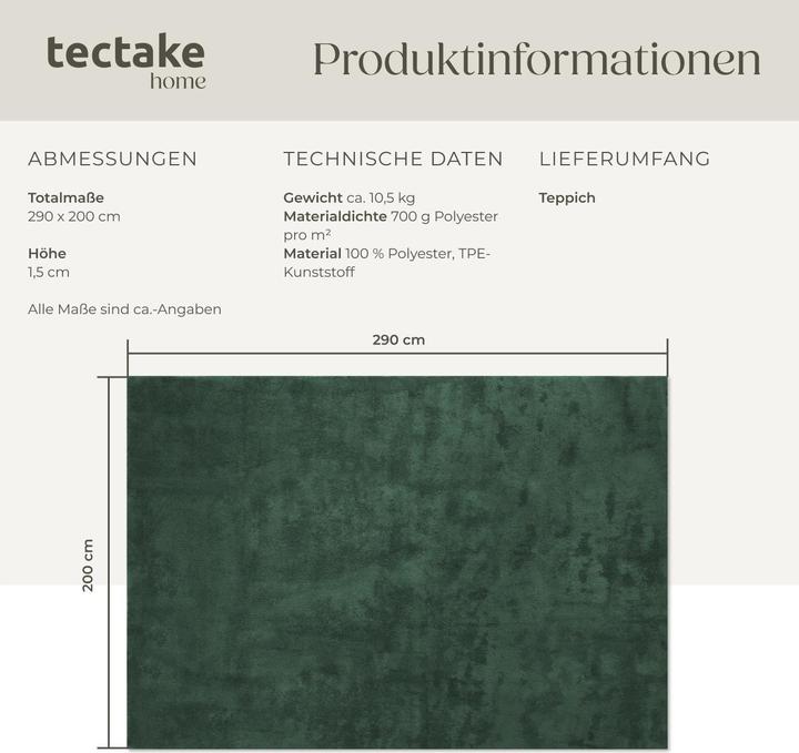 Produktbild tectake Kurzflorteppich Soft Zone (200 x 290 cm)