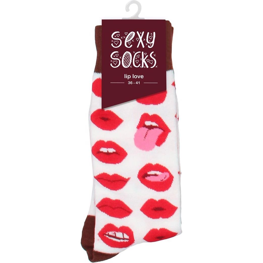 Sexy Socks, Damen, Strümpfe, Lip Love, Weiss, (36 - 41)
