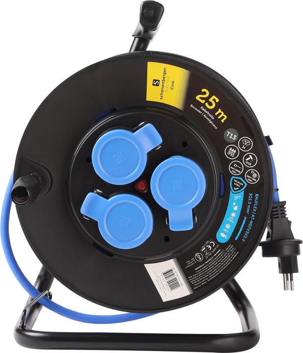 Produktbild Schönenberger Kabelrolle Kunststoff T13 IP55 25m Bauflex 3 x T13 (25 m, 1.50 mm²)