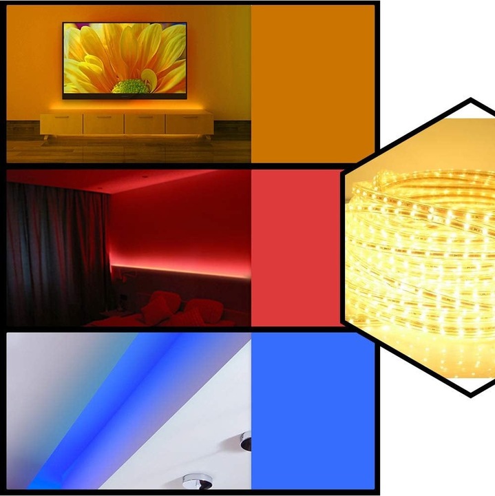 Immagine prodotto Woox Striscia LED intelligente + adattatore RGB+WW, Alexa, Google Home (Multicolore, 500 cm, Interno)
