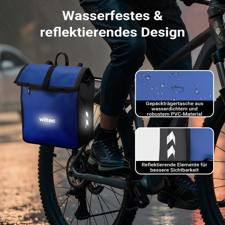 Produktbild Wiltec Gepäckträgertasche blau 22l Fahrradtasche Gepäckträger Gepäcktasche (22 l, Gepäckträgertasche)