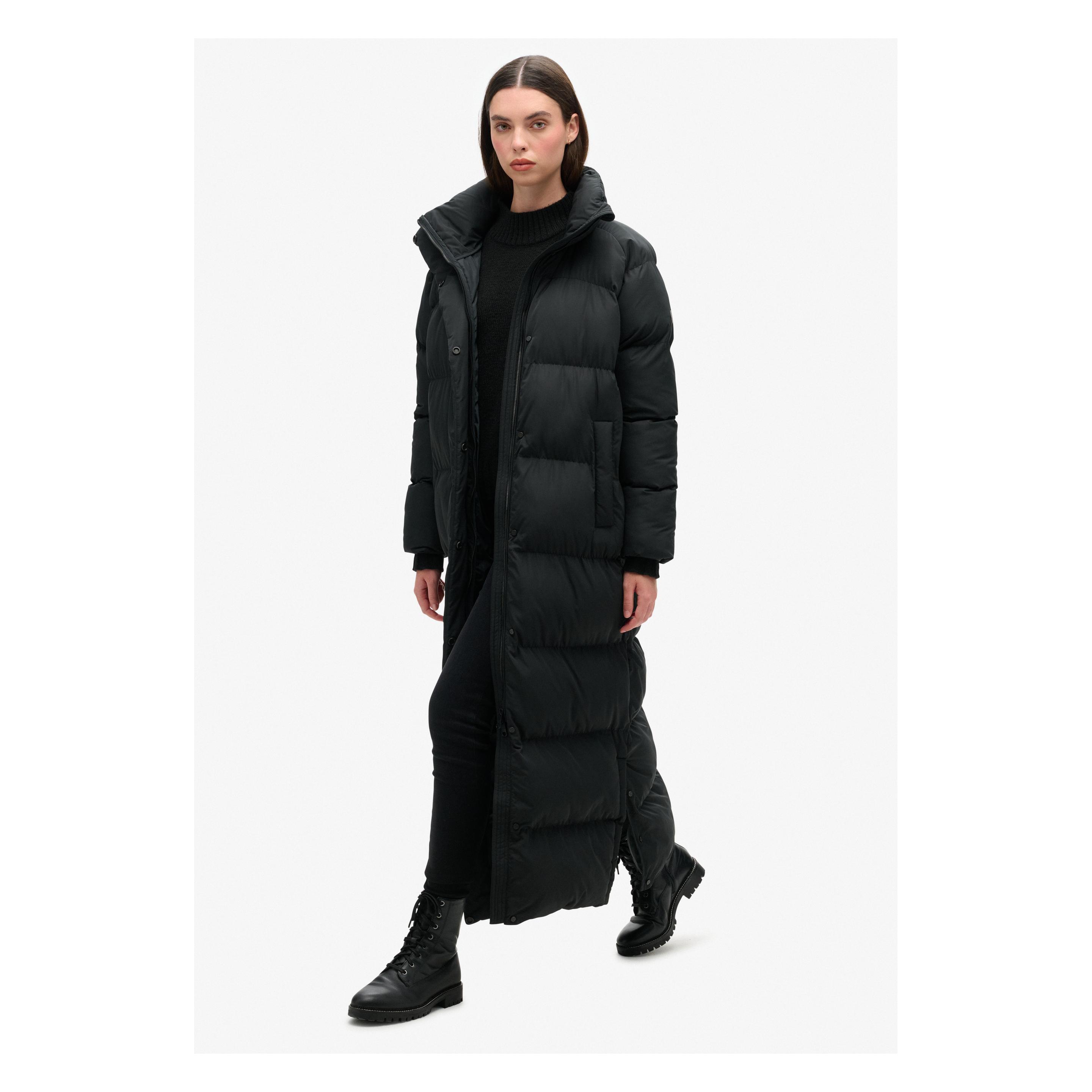 Superdry, Damen, Mäntel, Langer Maxi-Steppmantel, Schwarz