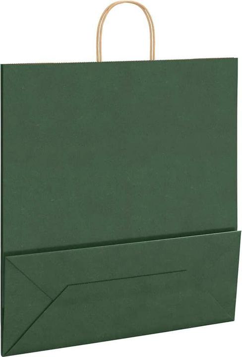Produktbild vidaXL Kraftpapiertüten 250 Stk. mit Henkel Grün 45x17x48 cm Papiertüte (Geschenktüte, 250 x)