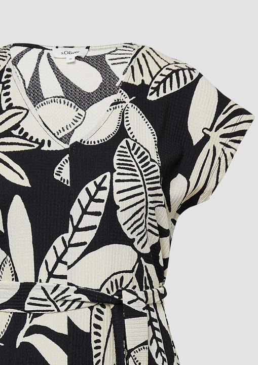Produktbild S.Oliver Kleid Strukturiertes Jerseykleid mit All-over-Print und Gürtel (42)