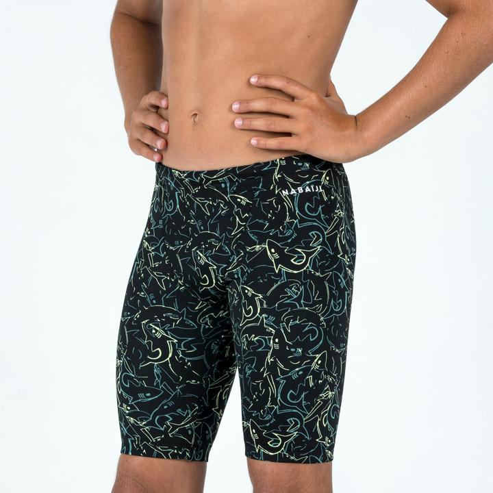 Actual product image Nabaiji Badehose Jammer Jungen - 500 Fitib Shark schwarz (140)