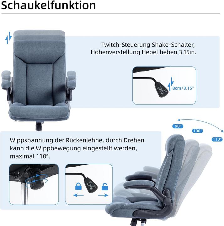 Image du produit Mzlee Ergonomischer Bürostuhl mit klappbarer Armlehne