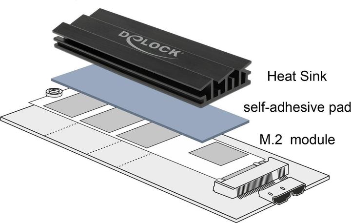 Actual product image Delock M.2 heat sink, 70x22x10mm