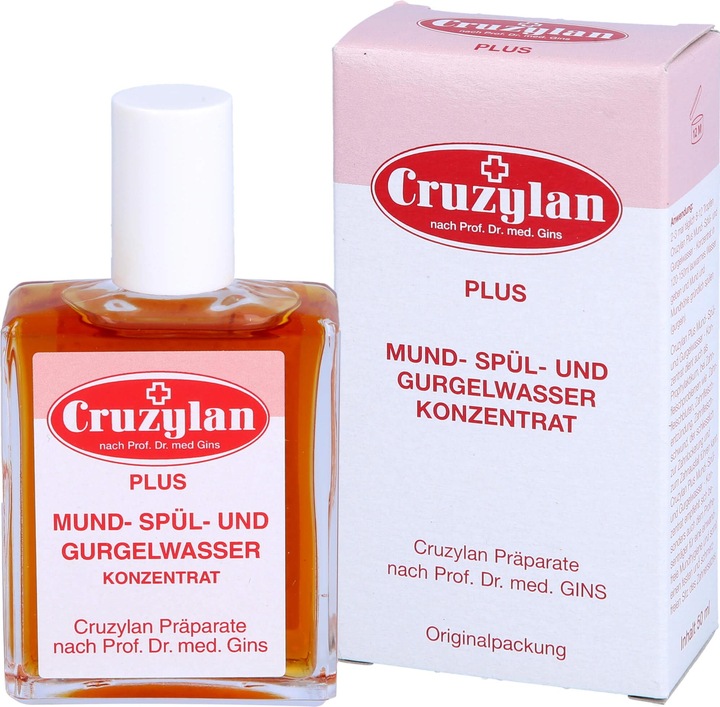 Actual product image Cruzylan Plus mouth rinse and gargle concentrate, 50 ml solution (50 ml, Mouthwash)