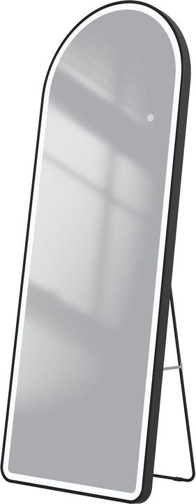 Emke Arch Freestanding Mirror with Illumination, 3 Colour Temperatures, Aluminium Frame, 60*160cm, Black (60 x 160 cm)