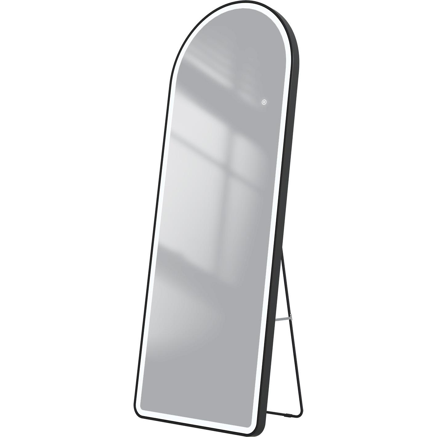 Emke, Spiegel, Bogen Standspiegel mit Beleuchtung, 3 Farbtemperatur, Rahmen aus Aluminium, 60*160cm, Schwarz