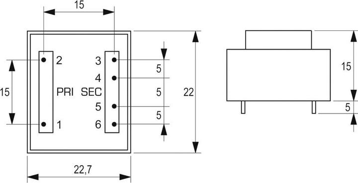Produktbild Block Transformator PCB 0.35VA 2x9V