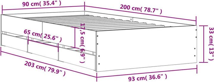 Image du produit VidaXL Cadre de lit avec tiroirs 90 x 200cm (90 x 200 cm)