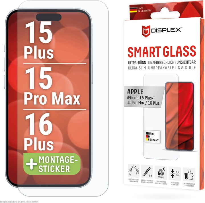 Produktbild Displex Smart Glass, Displayschutzfolie (1 Stück, Apple iPhone 16 Plus)