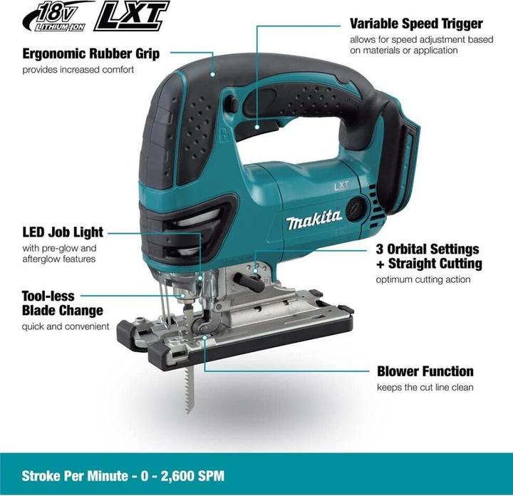 Actual product image Makita DJV180ZX Cordless Jigsaw 2600spm Solo 18V Li-Ion with Extra Blades