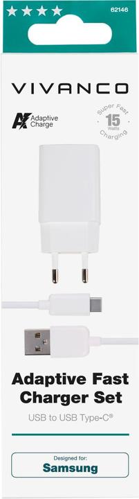 Produktbild Vivanco TCVVUSBCADAP15W White Indoor (15 W, 1 Port)