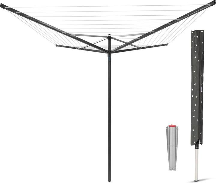Brabantia topspinner droogmolen - 40 m - mit Metall -Bodenanker und Schutzabdeckung - Anthrazit (236 (40 m)