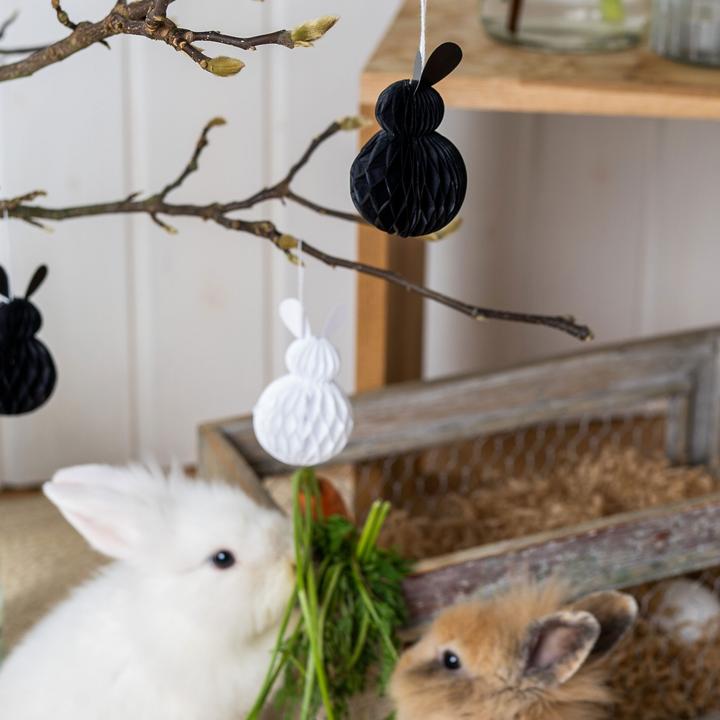Image du produit Papierdrachen 8 lapins de Pâques en papier de soie noir et blanc - Set 05 (8x)