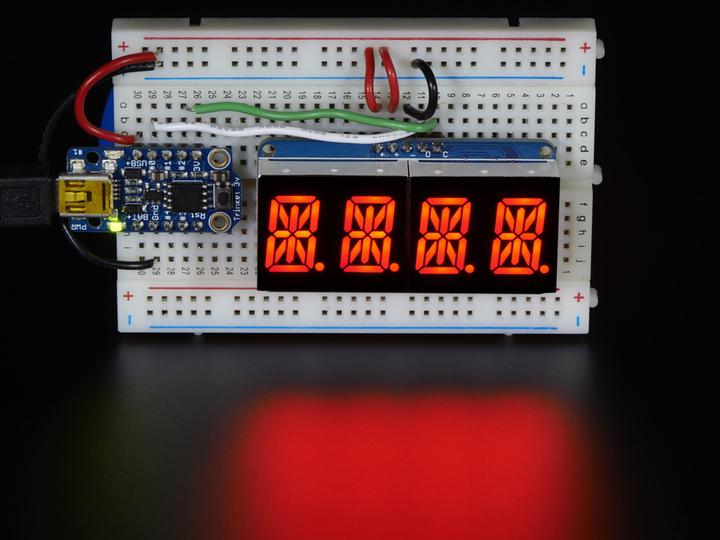 Actual product image Adafruit Alphanumeric display red 4 characters I2C (Display)