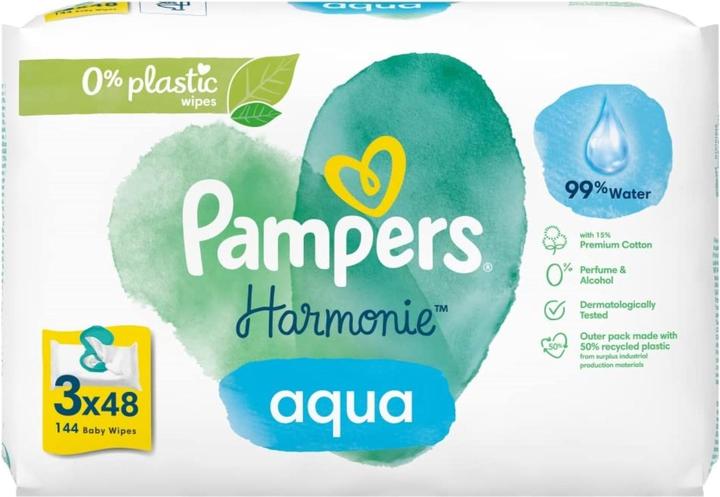 Actual product image Pampers Harmonie Aqua Baby Wipes x144 (3 x 48 pcs.)