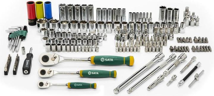 Produktbild SATA 180 Tlg. 1/4", 3/8" & 1/2" 6-Kant Steckschlüssel & Ratschenset (3/8", 1/4", 1/2")