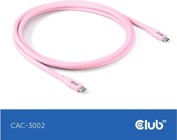 Produktbild Club 3D Club3D Lifestyle USB-C Kabel PD 240W,20Gbps 2m pink St/St retail (2 m, 240 W)