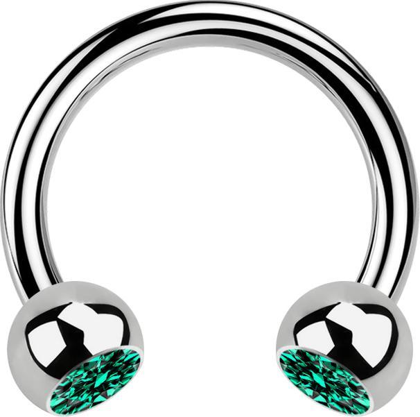 Produktbild Star Piercing Micro Circular Barbell silber mit zwei Kugeln Kristall türkis (ohne Messing, Titan G23)