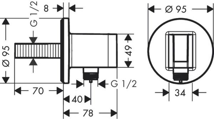 Actual product image hansgrohe HG hose connection Fixfit rd with backflow preventer matt black