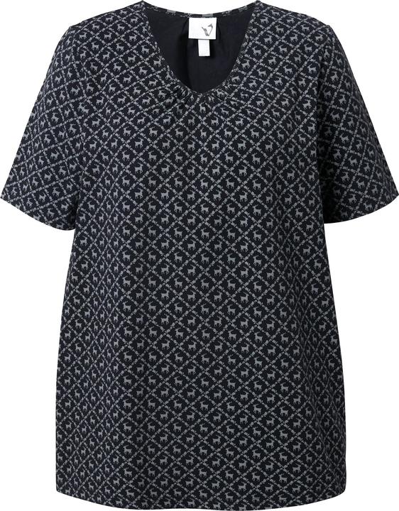 Produktbild Ulla Popken T-Shirt, Trachtenmuster, A-Linie, V-Ausschnitt, Halbarm (58)