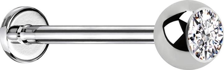 Actual product image Star Piercing Micro Threadless Labret silver with ball crystal silver (Surgical steel 316L)