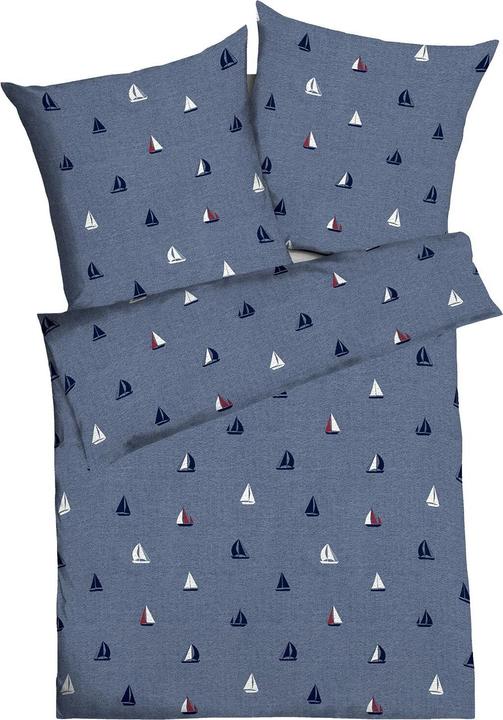 Produktbild Kaeppel Seersucker Bettwäsche Sailing Boats marine (135x200 cm, 80x80 cm)