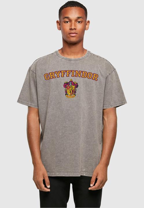 Produktbild Absolute Cult Harry Potter - Hogwarts Gryffindor Crest Acid Washed Oversize Tee - 115229 (3XL)
