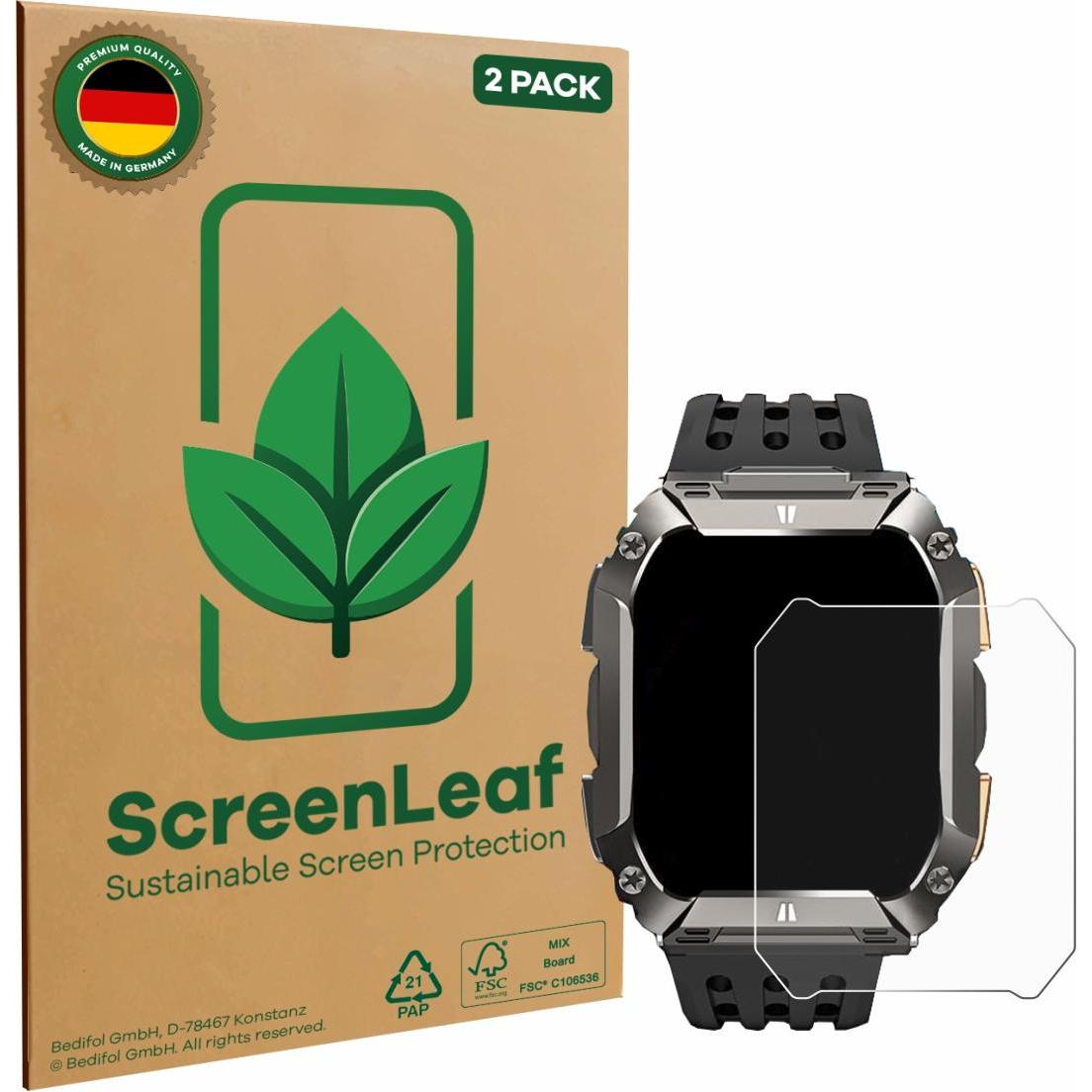 ScreenLeaf Pellicola protettiva, Proteggi Schermo Sostenibili, Clear, Antigraffio, Pellicola protettiva per smartwatch, Trasparente