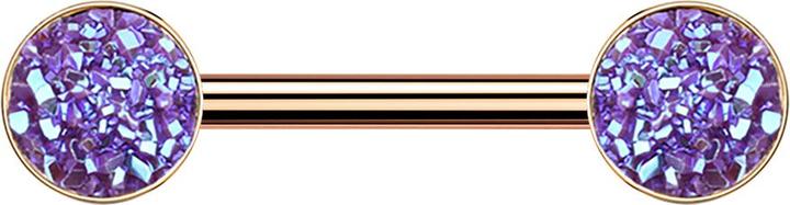 Produktbild Star Piercing Barbell rosegold mit Druse Stein violett (ohne Messing, Chirurgenstahl 316L)