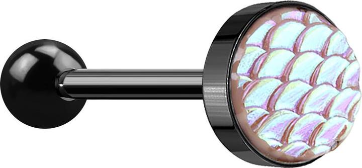 Immagine prodotto Star Piercing Barbell schwarz mit Fischschuppen pink (Acciaio chirurgico 316L, senza ottone)