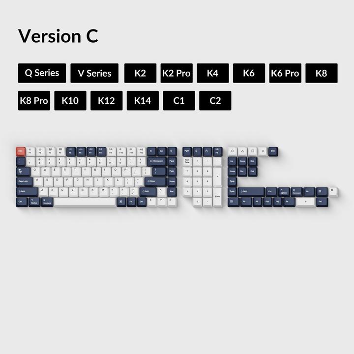 Produktbild Keychron Key DouShot PBT Bu/Bk/Wh Full OEM US T6