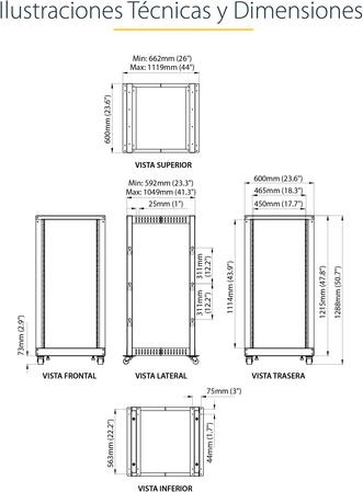 Actual product image StarTech open frame (25 RU, 19 inch rack)