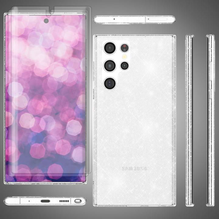 Actual product image Nalia Clear glitter silicone case with 2x screen protector (Samsung Galaxy S23 Ultra)