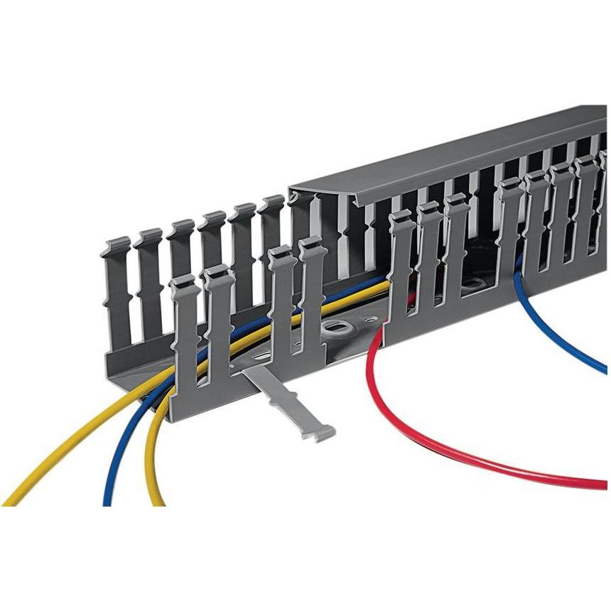 HellermannTyton, Kabelschutz + Kabelführung, Geschlitzter Verdrahtungskanal HELADUCT, 100 x 40mm, 2m, PVC, Grau (Kabelka...