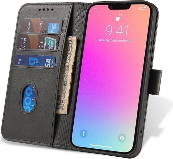 Produktbild Hurtel Magnethülle mit Klappe und Geldbörse für Samsung S23 FE – schwarz (Samsung Galaxy S23 FE)