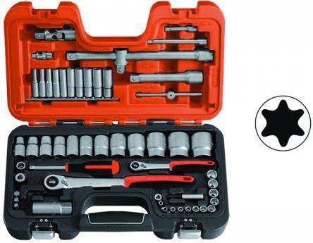 Produktbild Bahco 1/4"- und 1/2"-Steckschlüssel-Satz, metrisch, Doppelsechskant, inklusive Umschaltknarre mit schla (1/2", 1/4")