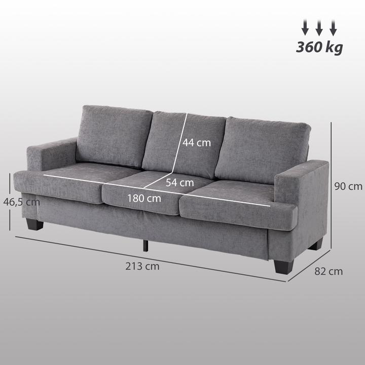 Produktbild Homcom 3-Sitzer-Sofa Polyester Grau (3-Sitzer)
