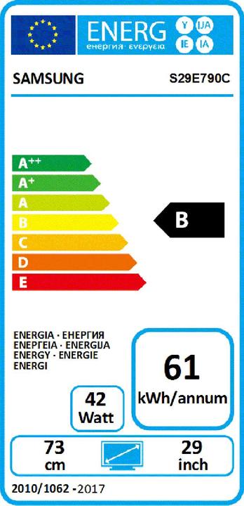 Etichetta energetica Samsung S29e790c (2560 x 1080 pixel, 29")